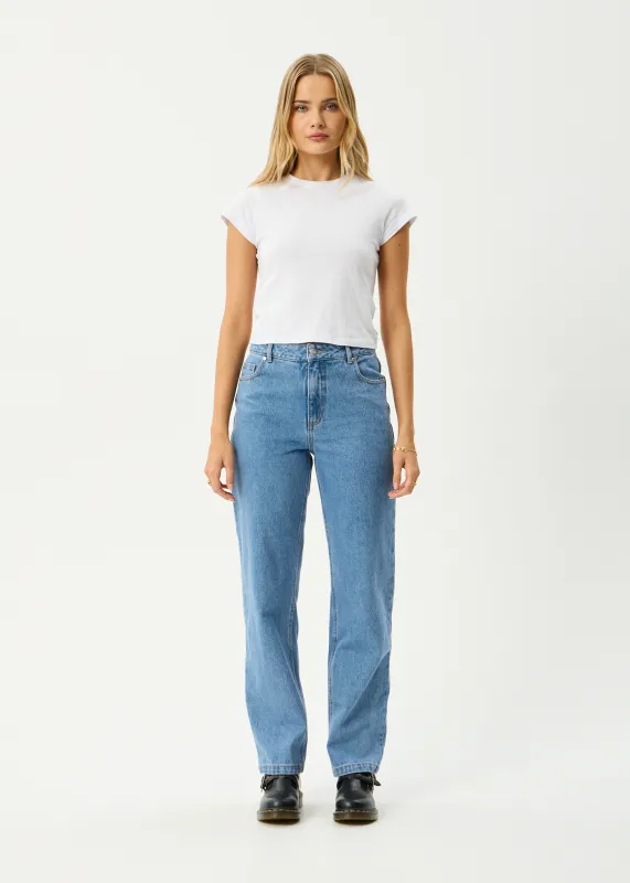 AFENDS Womens Leila - Straight Leg Jean - Worn Blue sold by Afends