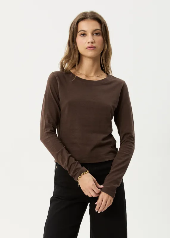 AFENDS Womens Elevate - Long Sleeve Tee - Coffee sold by Afends