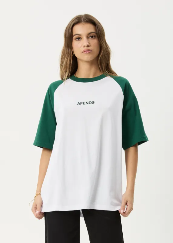 AFENDS Womens Ryan - Oversized Raglan Tee - Hunter Green sold by Afends