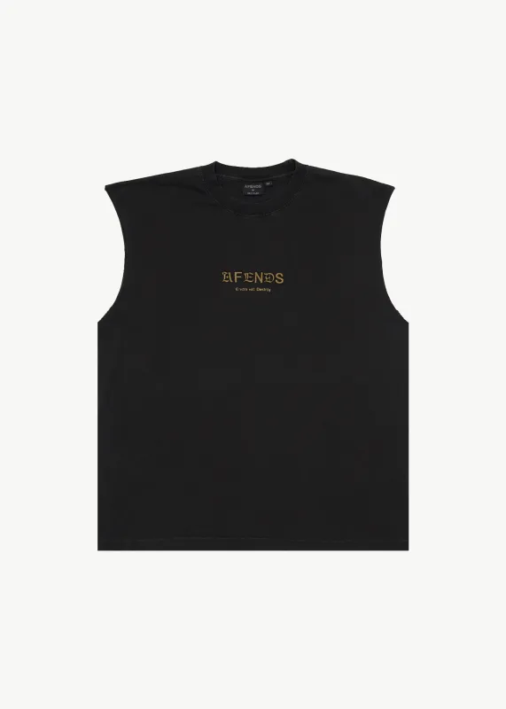 AFENDS Mens Mix Up - Sleeveless Tee - Stone Black sold by Afends
