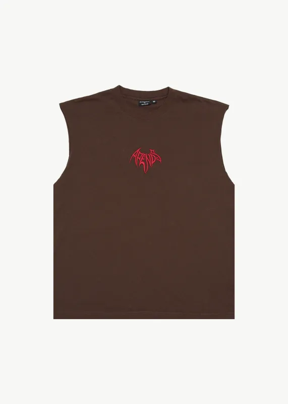 AFENDS Mens Bats - Sleeveless Tee - Coffee made by Afends