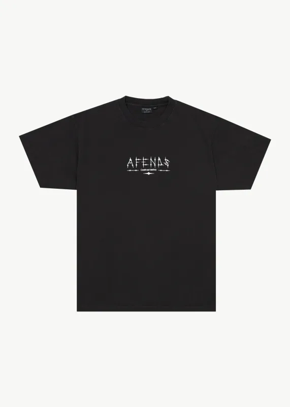 AFENDS Mens Spinal - Boxy Tee - Stone Black sold by Afends