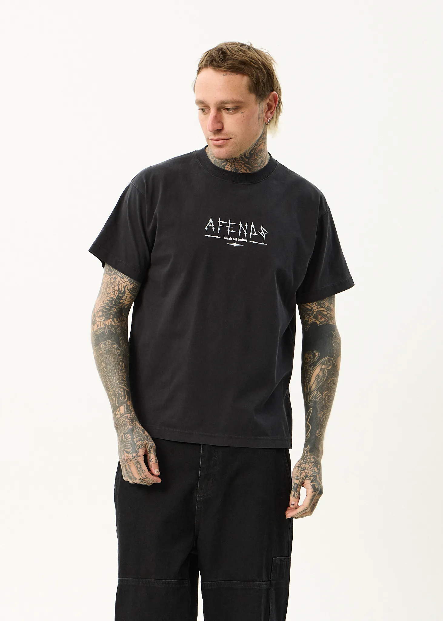 AFENDS Mens Spinal - Boxy Tee - Stone Black sold by Afends product image thumbnail 2