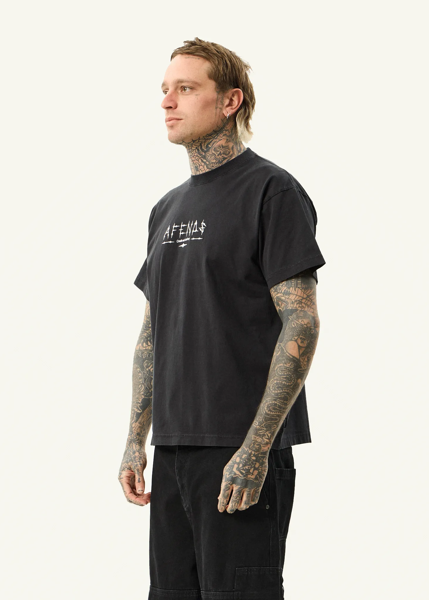 AFENDS Mens Spinal - Boxy Tee - Stone Black sold by Afends product image thumbnail 3