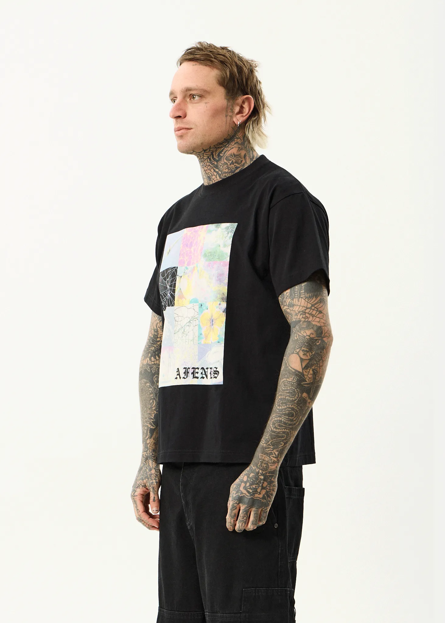 AFENDS Mens Sadworld - Heavyweight Boxy Tee - Black sold by Afends product image thumbnail 3
