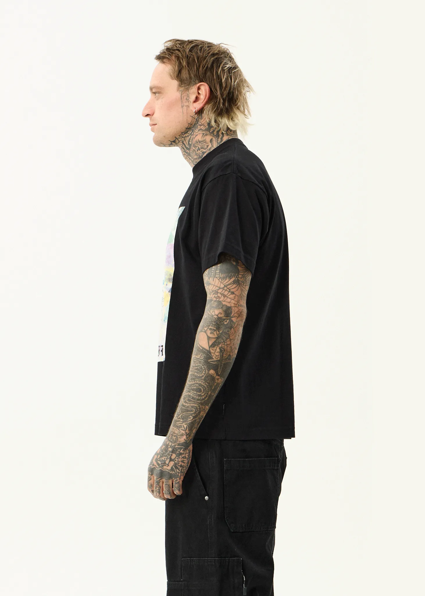 AFENDS Mens Sadworld - Heavyweight Boxy Tee - Black sold by Afends product image thumbnail 4
