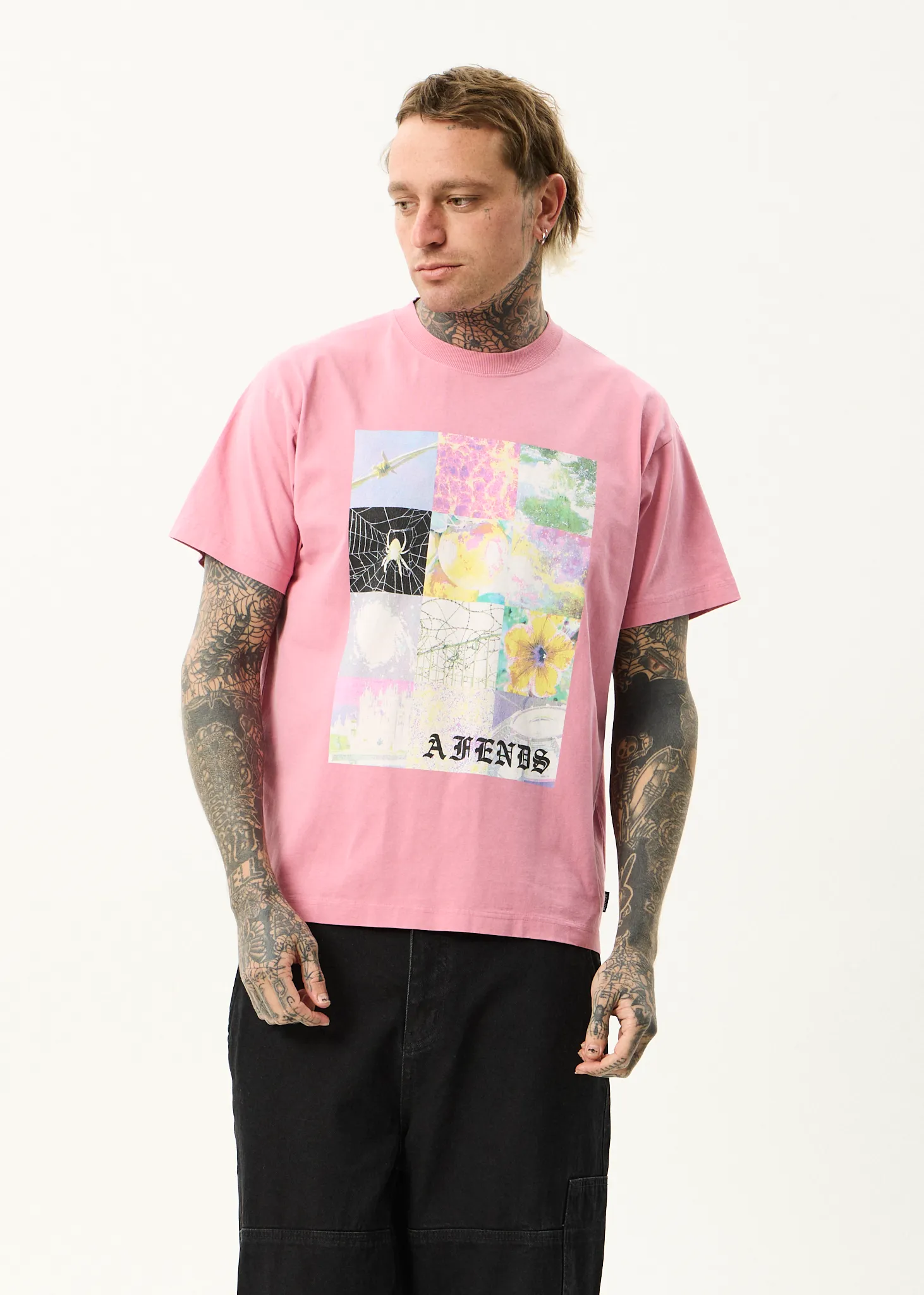 AFENDS Mens Sadworld - Heavyweight Boxy Tee - Washed Marrakesh sold by Afends product image thumbnail 3
