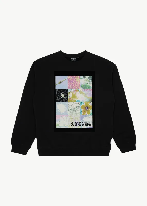 AFENDS Mens Sadworld - Crew Neck Jumper - Black sold by Afends