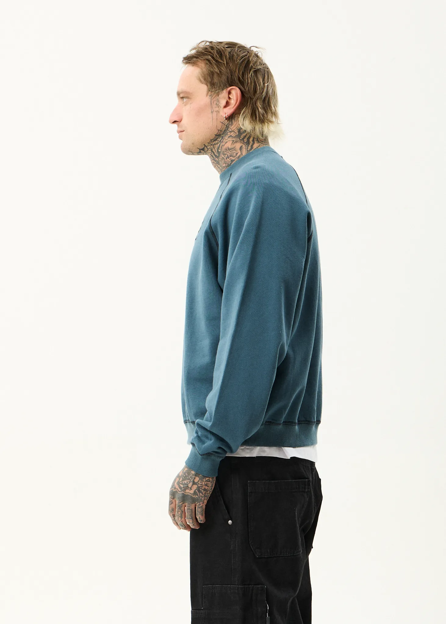 AFENDS Mens Spinal - Raglan Crew Neck Jumper - Fuel sold by Afends product image thumbnail 4