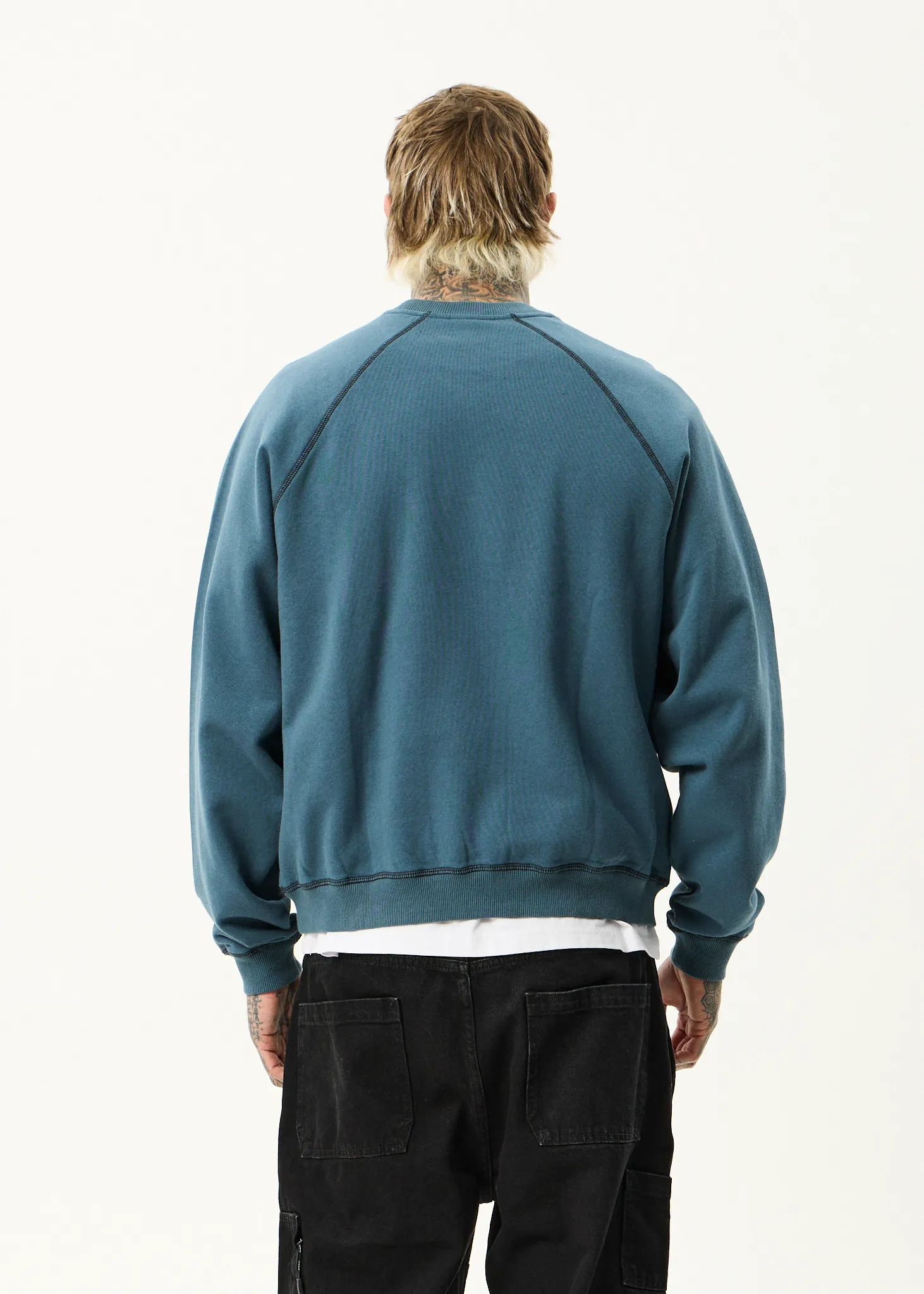 AFENDS Mens Spinal - Raglan Crew Neck Jumper - Fuel sold by Afends product image thumbnail 5