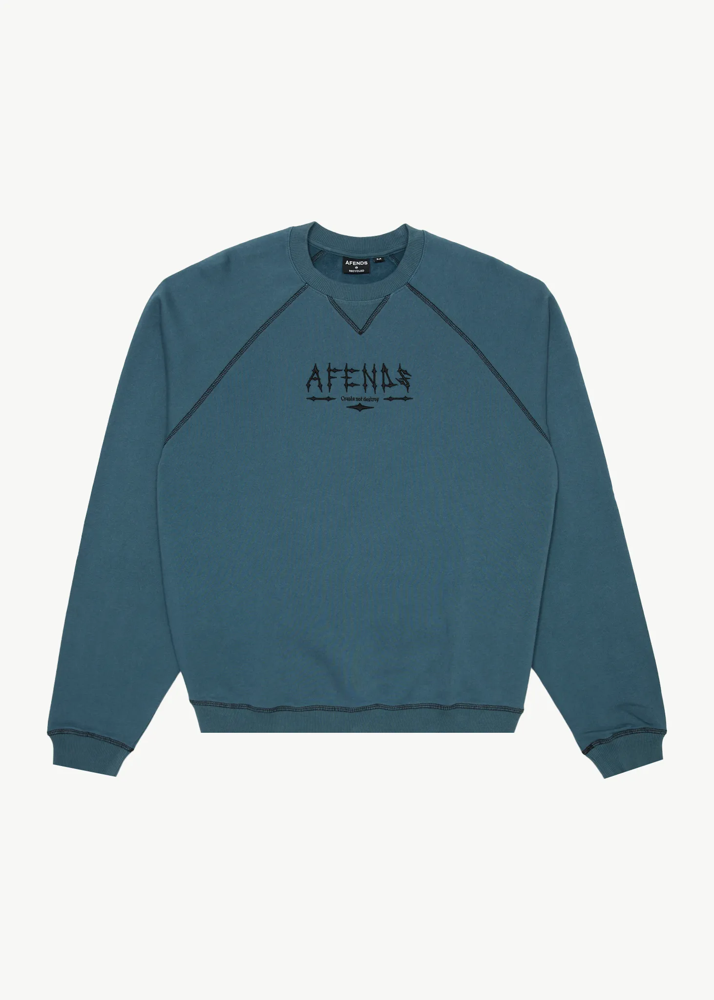 AFENDS Mens Spinal - Raglan Crew Neck Jumper - Fuel sold by Afends