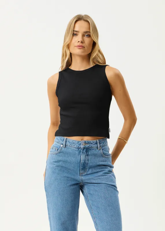 AFENDS Womens Charlie - Rib Singlet - Black sold by Afends