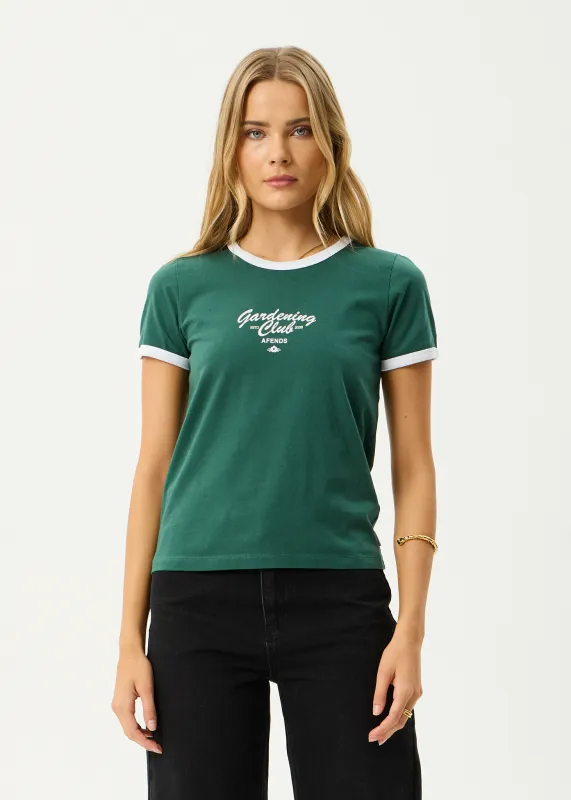 AFENDS Womens Gardening Club - Ringer  Tee - Hunter Green sold by Afends