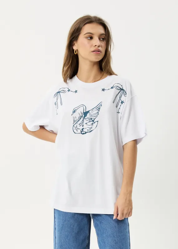 AFENDS Womens Cygnet - Oversized Tee - White sold by Afends