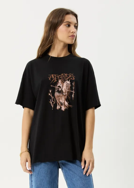 AFENDS Womens Shield Maiden - Oversized Tee - Black sold by Afends