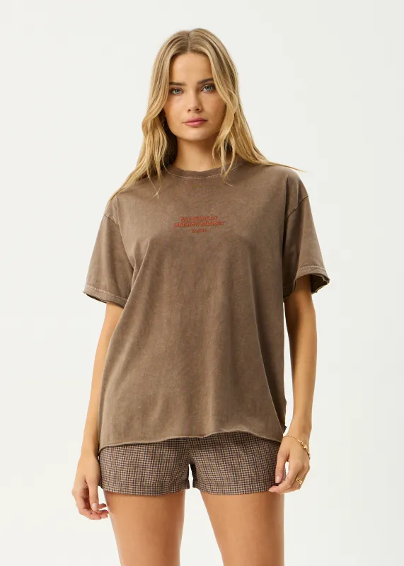 AFENDS Womens Fatigued - Oversized Tee - Coffee made by Afends