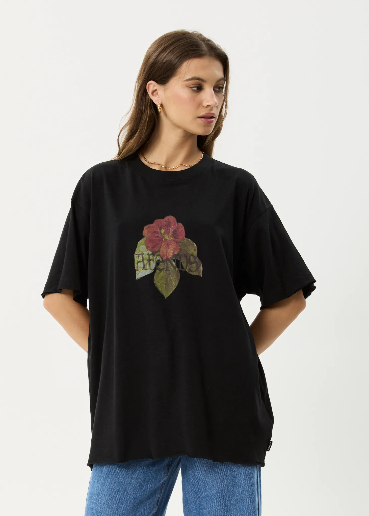 AFENDS Womens Wildflower - Oversized Tee - Black sold by Afends