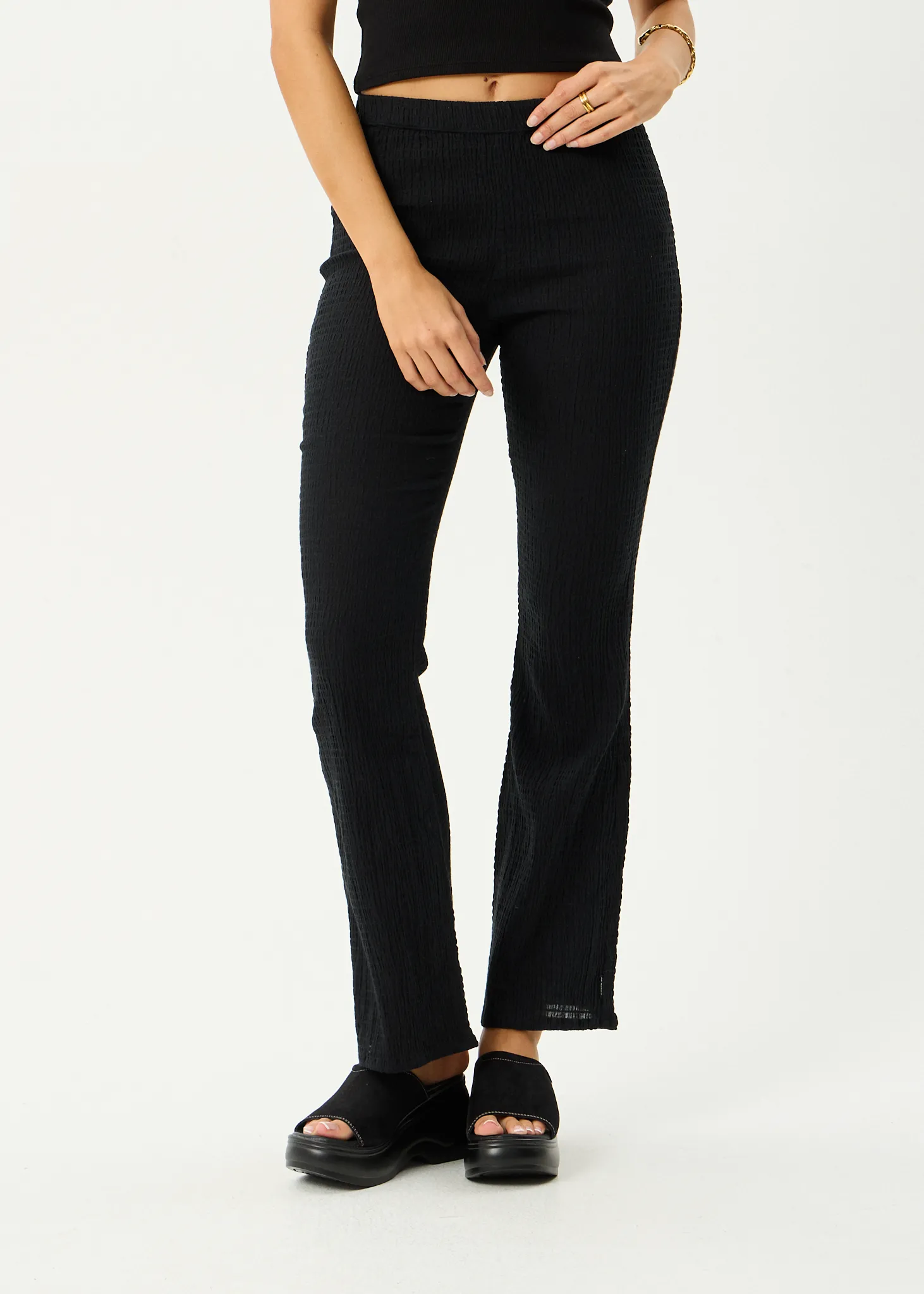 AFENDS Womens Focus - Seersucker Flare Pant - Black sold by Afends product image thumbnail 2