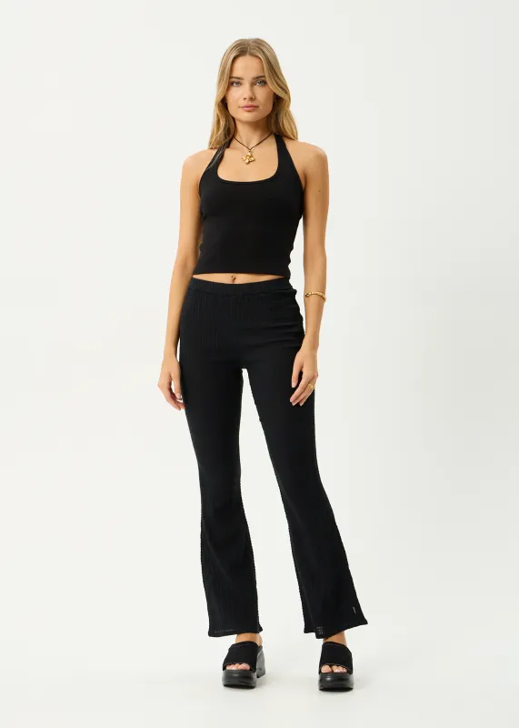 AFENDS Womens Focus - Seersucker Flare Pant - Black made by Afends