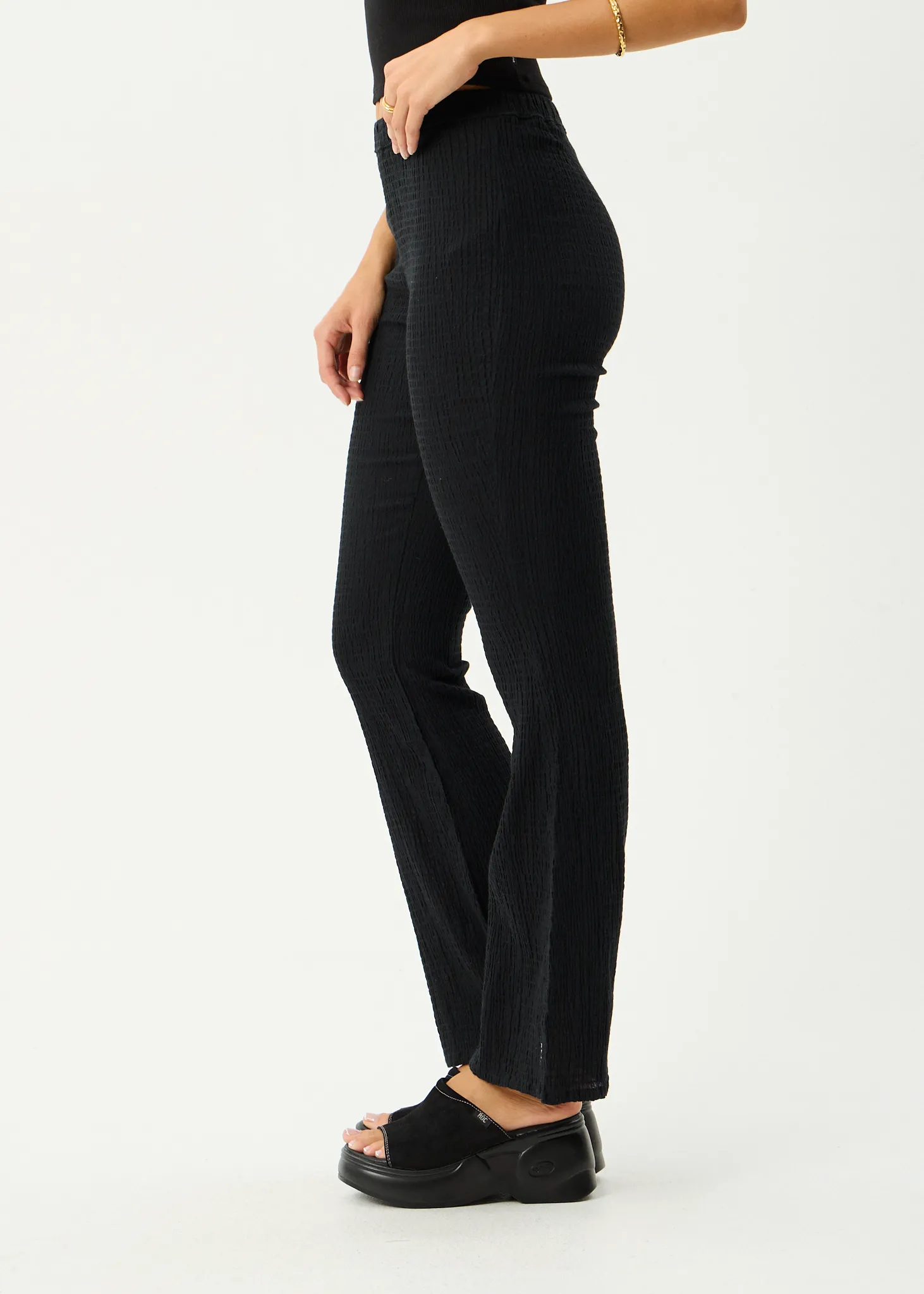 AFENDS Womens Focus - Seersucker Flare Pant - Black sold by Afends product image thumbnail 4