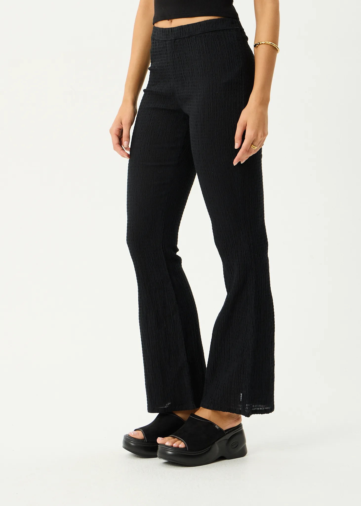 AFENDS Womens Focus - Seersucker Flare Pant - Black sold by Afends product image thumbnail 3