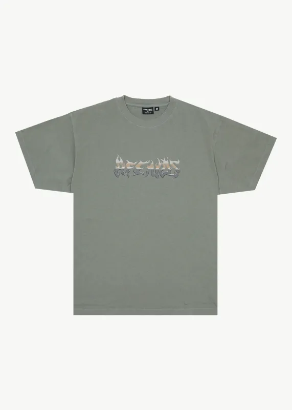 AFENDS Mens Scorched - Heavyweight Boxy Tee - Washed Sycamore sold by Afends