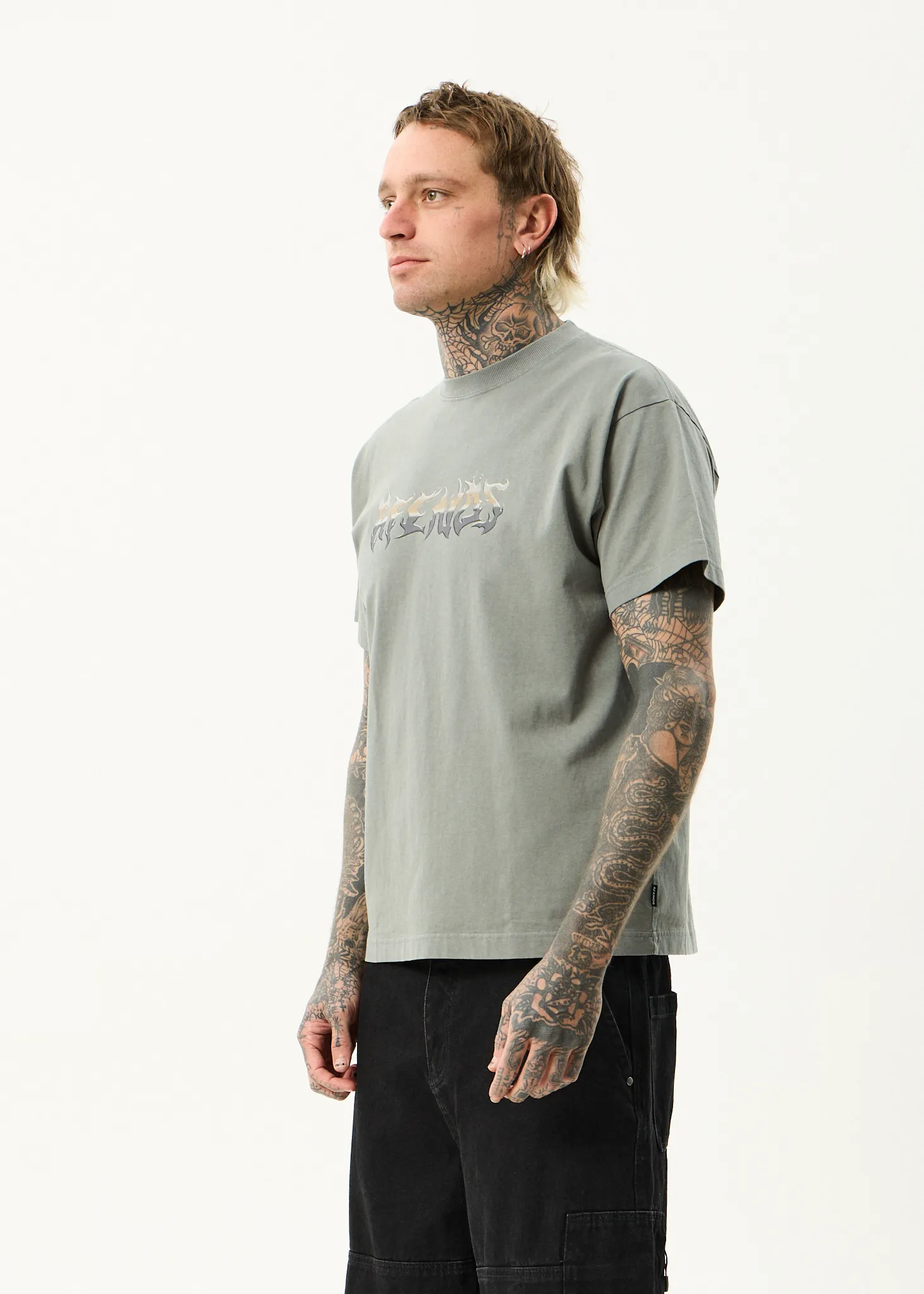 AFENDS Mens Scorched - Heavyweight Boxy Tee - Washed Sycamore sold by Afends product image thumbnail 3