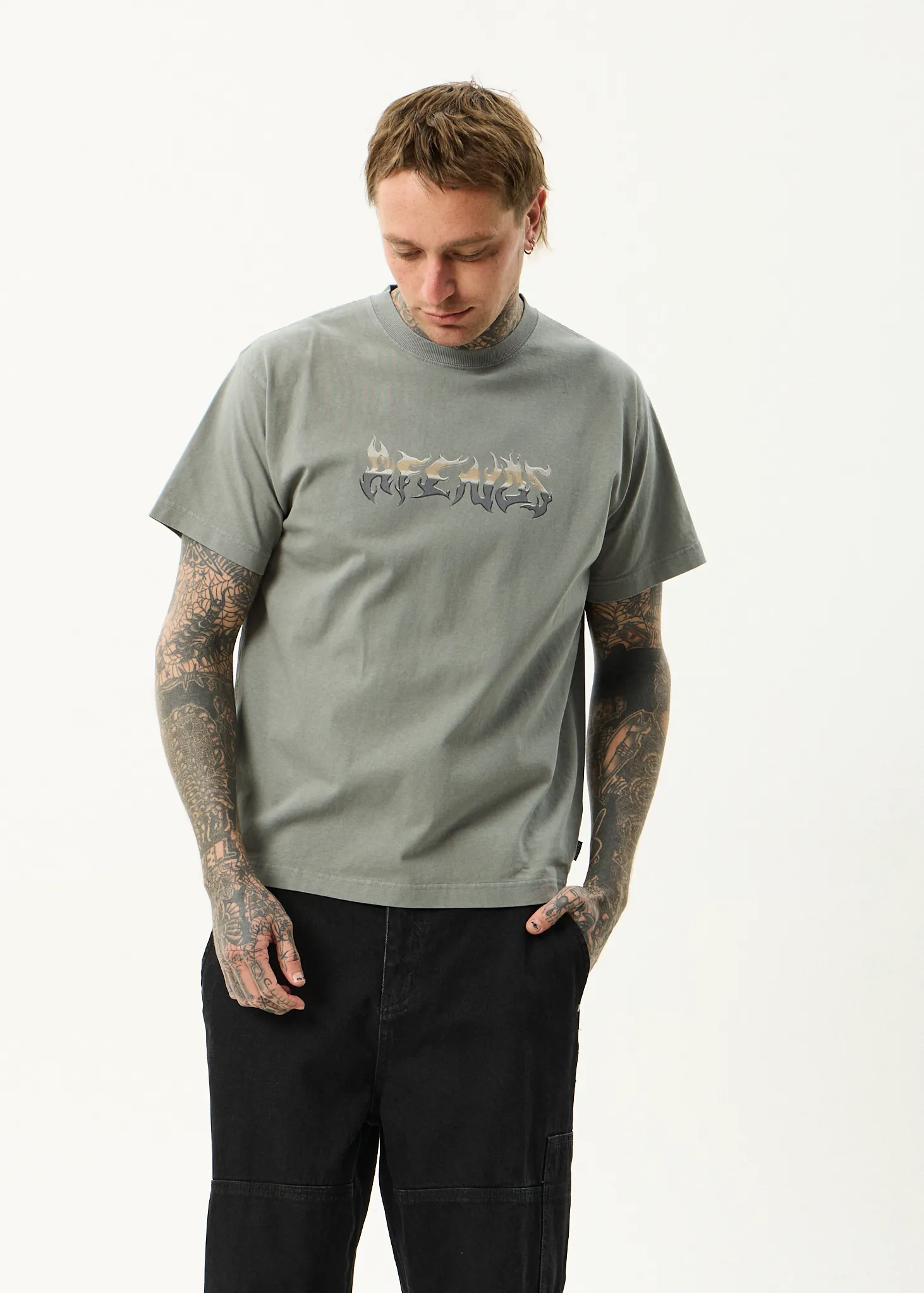 AFENDS Mens Scorched - Heavyweight Boxy Tee - Washed Sycamore sold by Afends product image thumbnail 2