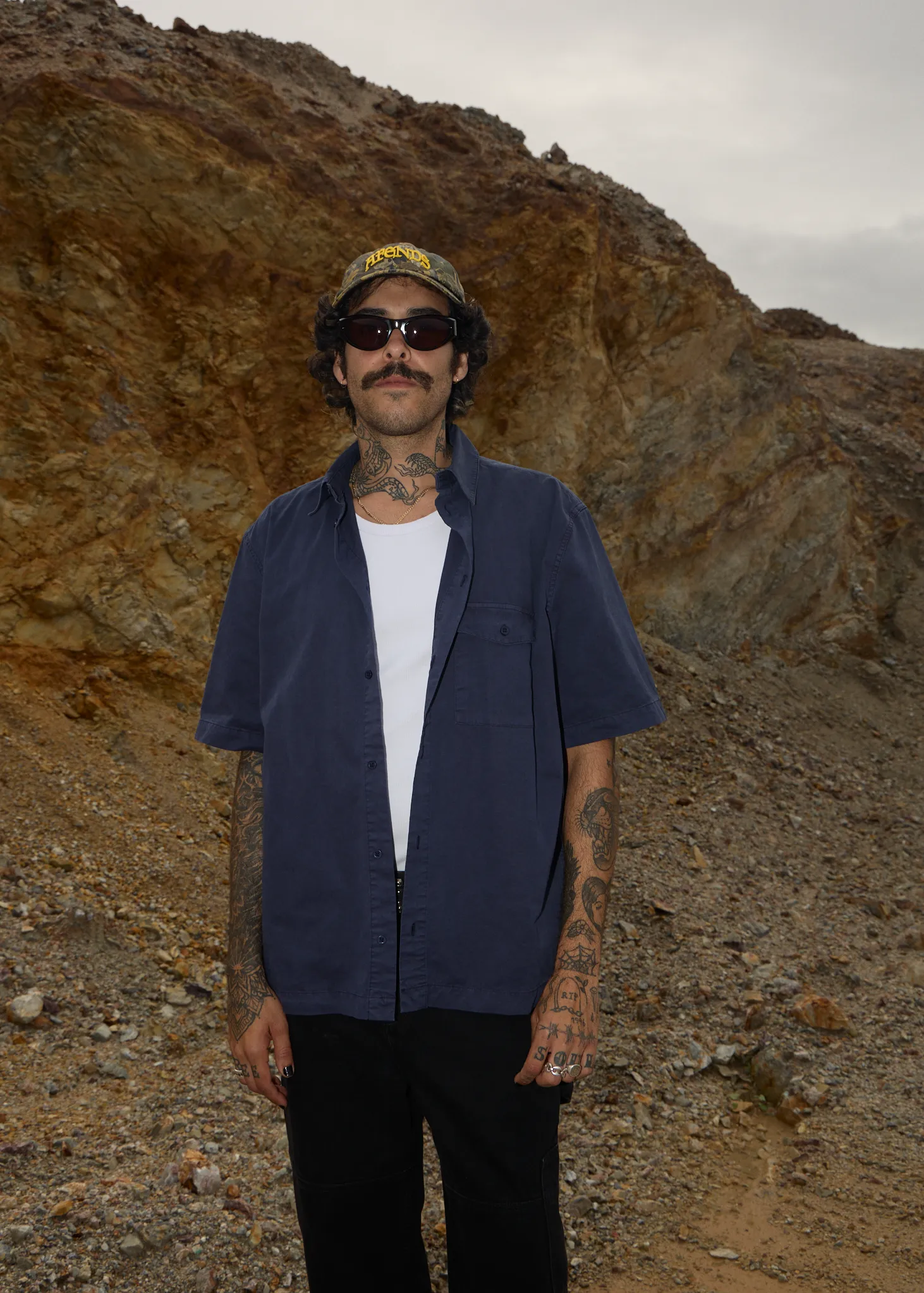 AFENDS Mens Overdie - Overdyed Short Sleeve Shirt - Deep Sea sold by Afends product image thumbnail 2