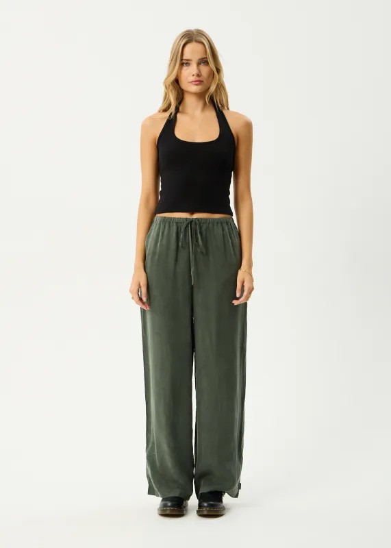 AFENDS Womens Gerry - Cupro Pant - Deep Green sold by Afends