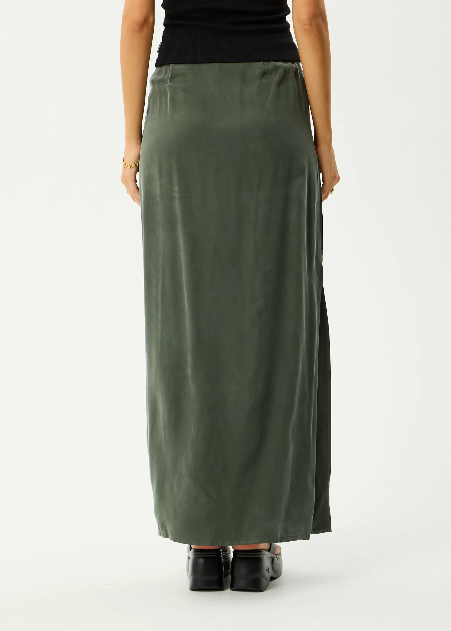 AFENDS Womens Grace - Cupro Maxi Skirt - Deep Green sold by Afends product image thumbnail 5