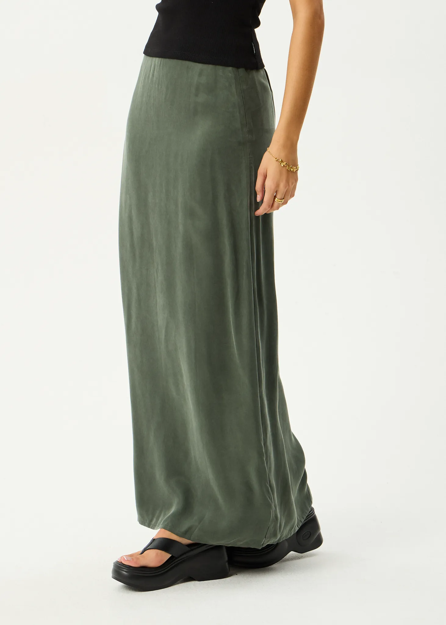 AFENDS Womens Grace - Cupro Maxi Skirt - Deep Green sold by Afends product image thumbnail 3