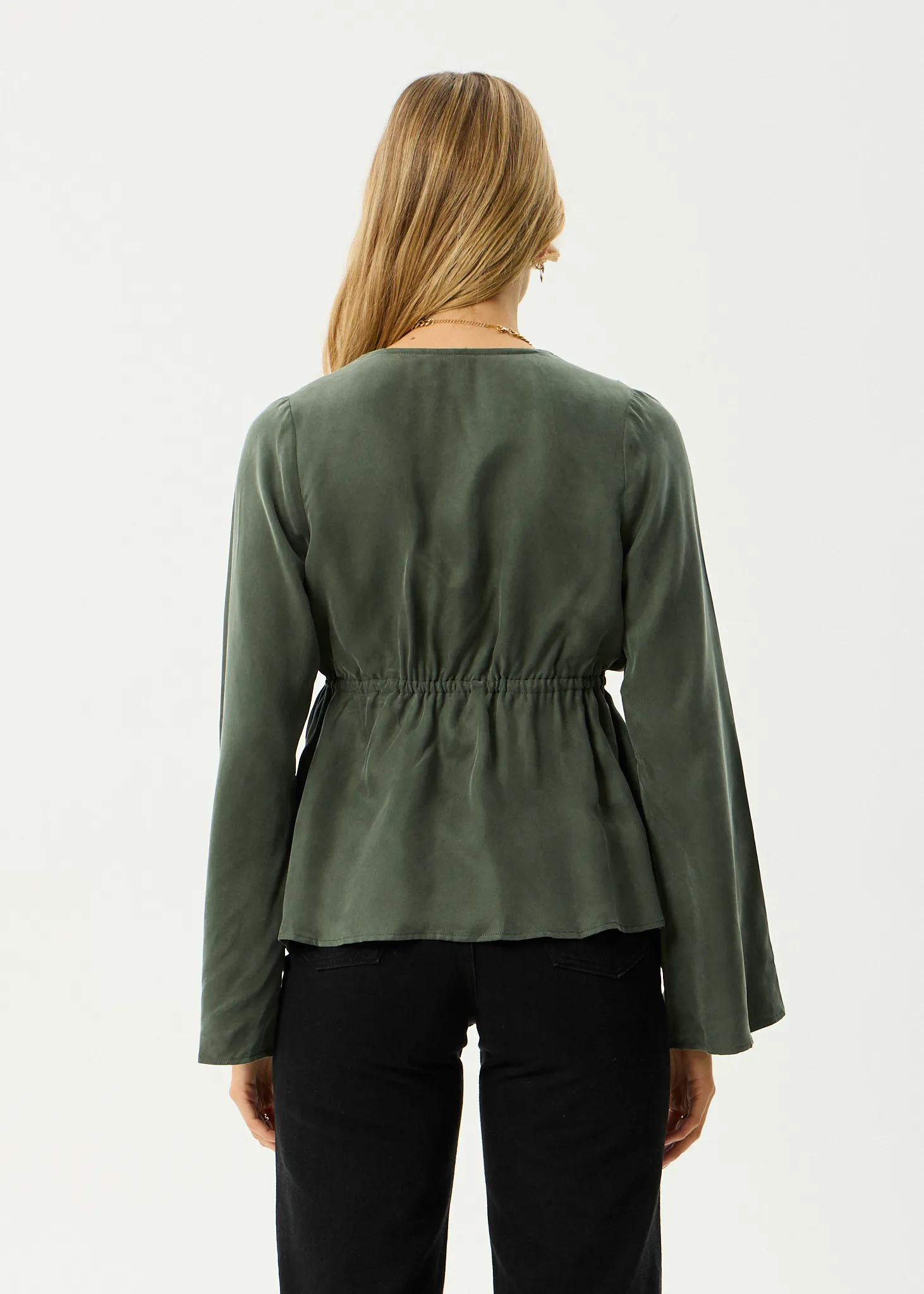 AFENDS Womens Grace - Cupro Tie Blouse - Deep Green sold by Afends product image thumbnail 5