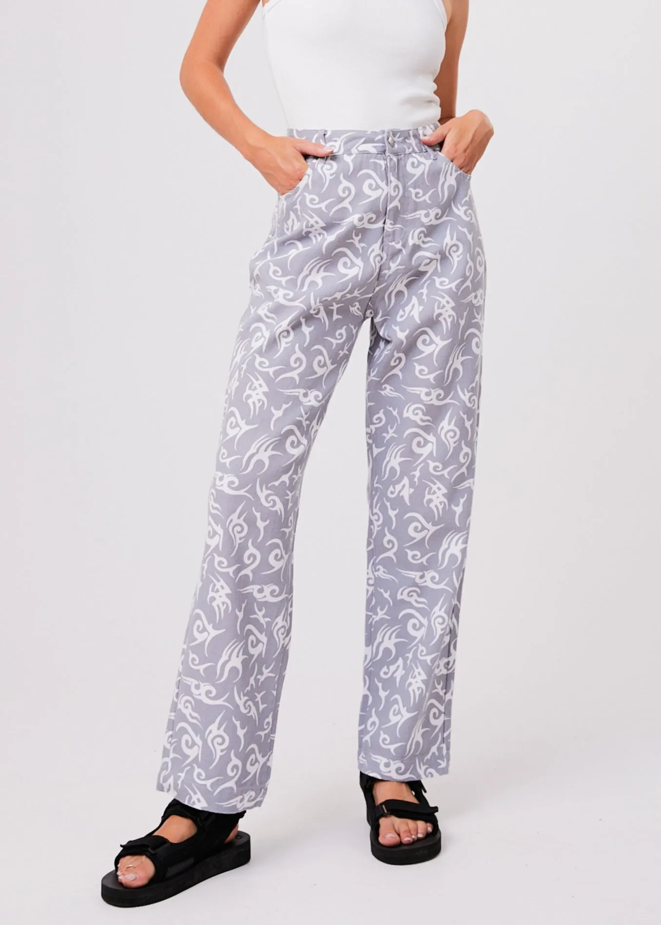 AFENDS Womens Tribal Shelby Long - Organic Wide Leg Pant - Silver sold by Afends product image thumbnail 2