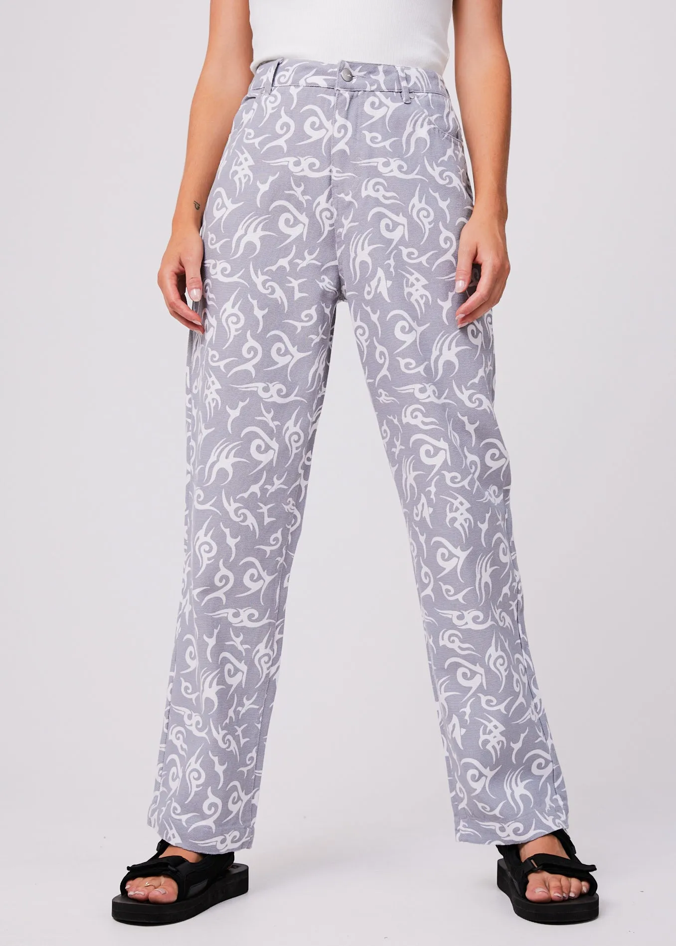 AFENDS Womens Tribal Shelby Long - Organic Wide Leg Pant - Silver sold by Afends product image thumbnail 3