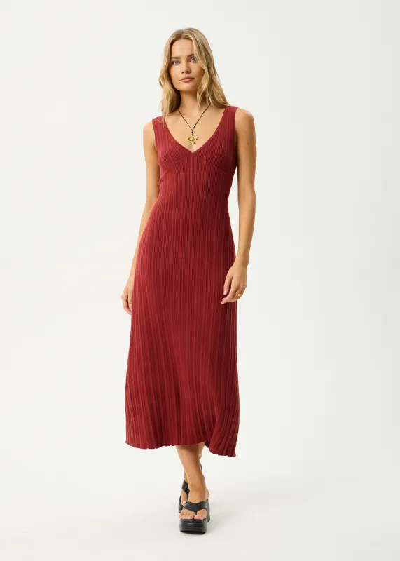 AFENDS Womens Iris - Knit Midi Dress - Red Rum sold by Afends