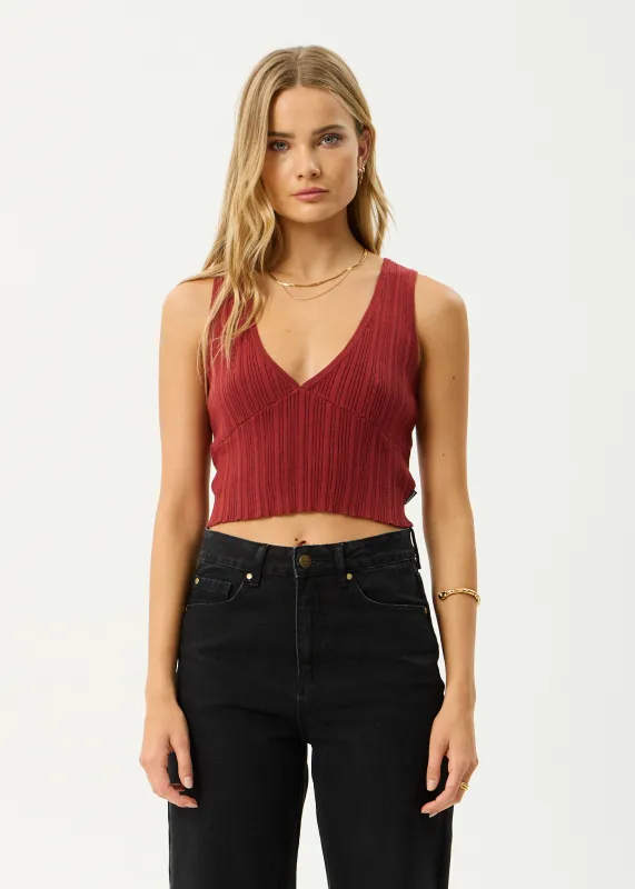 AFENDS Womens Iris - Knit Top - Red Rum sold by Afends