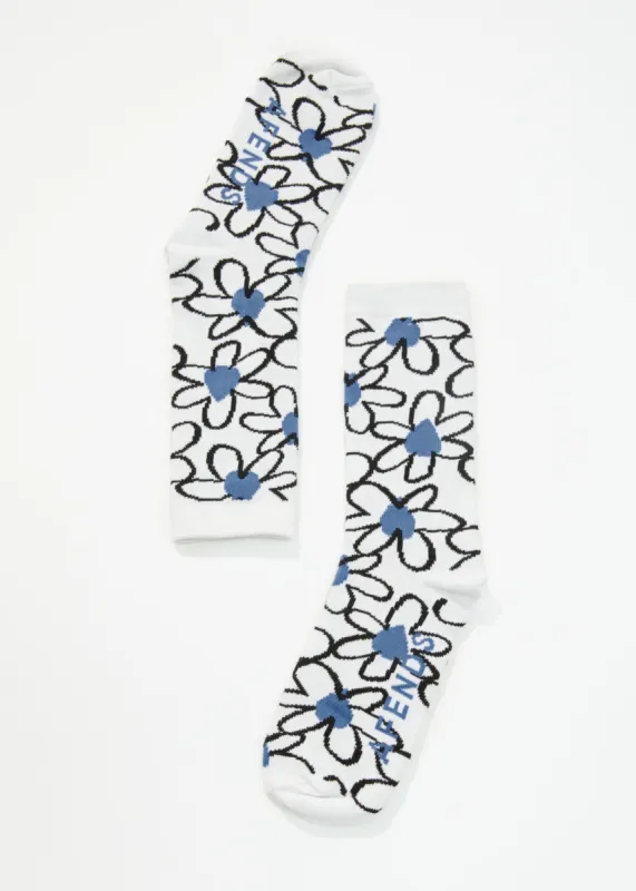 AFENDS Unisex Waterfall - Crew Socks - Arctic sold by Afends