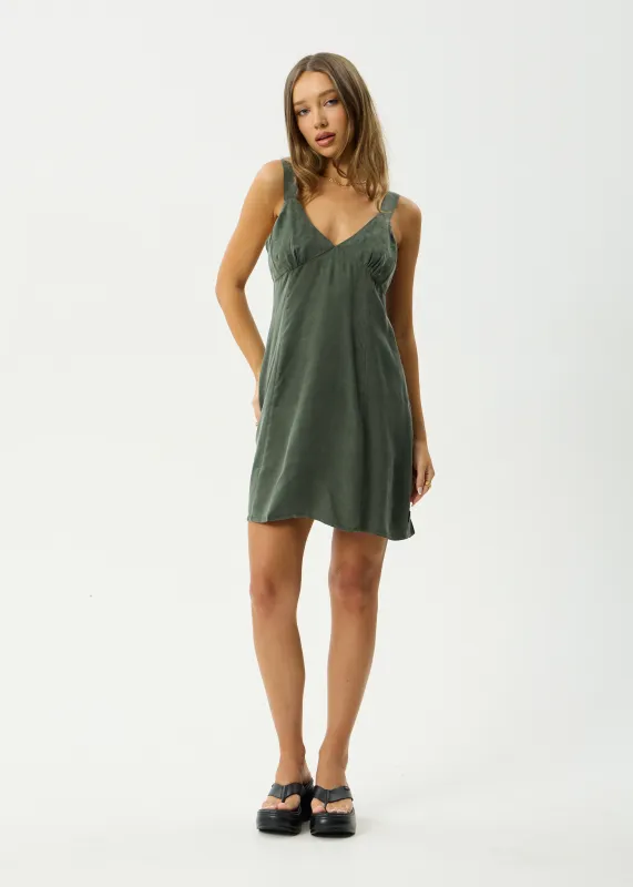 AFENDS Womens Gerry - Cupro Mini Dress - Deep Green sold by Afends