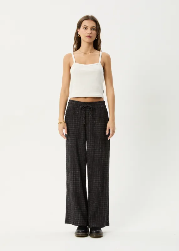 AFENDS Womens Dusk - Seersucker Check Pant - Black Check sold by Afends