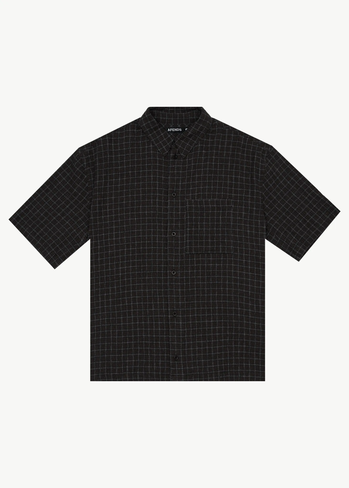 AFENDS Mens Dusk - Seersucker Check Shirt - Black Check sold by Afends