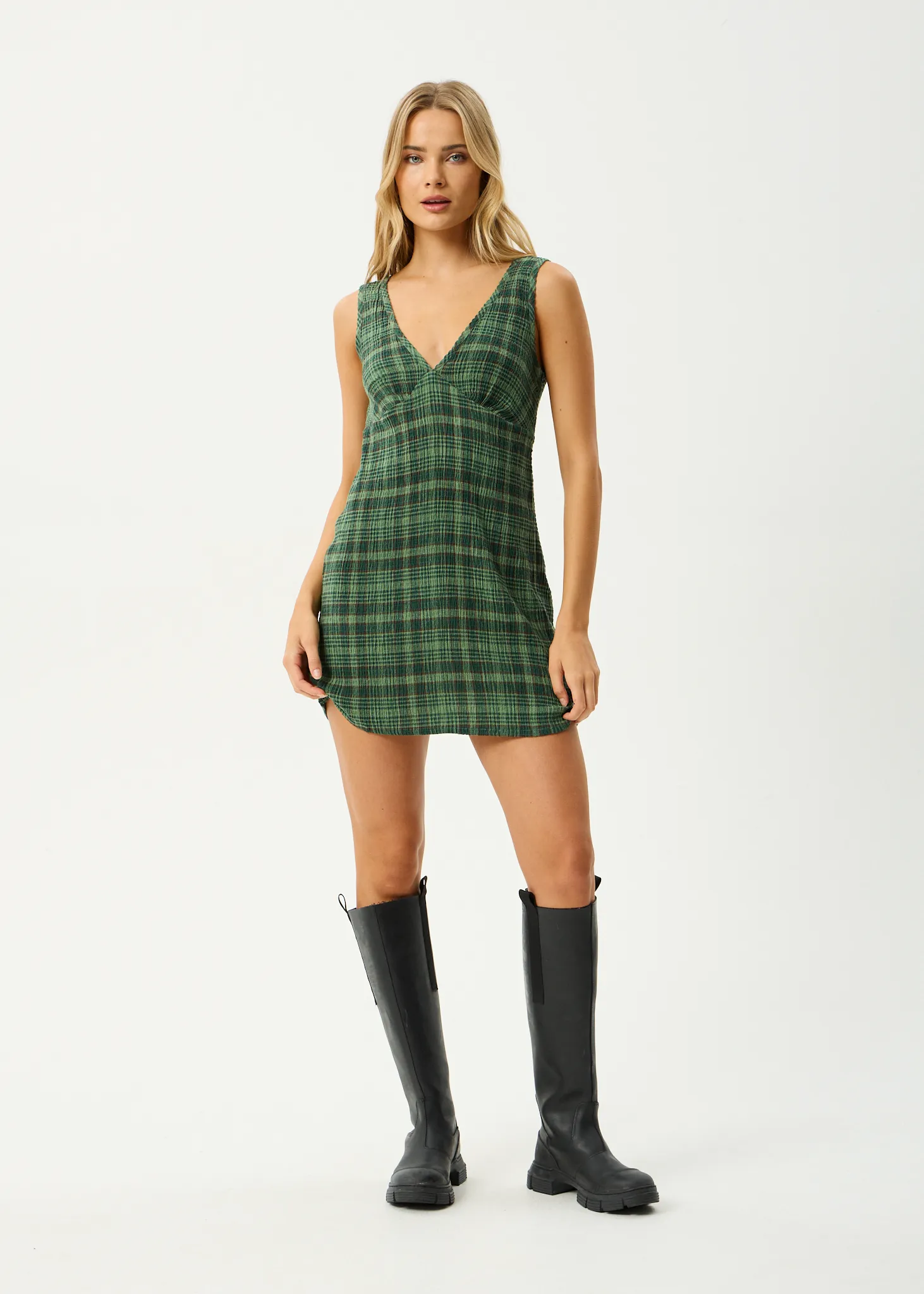 AFENDS Womens Lonnie - Seersucker Mini Dress - Hunter Green sold by Afends product image thumbnail 2