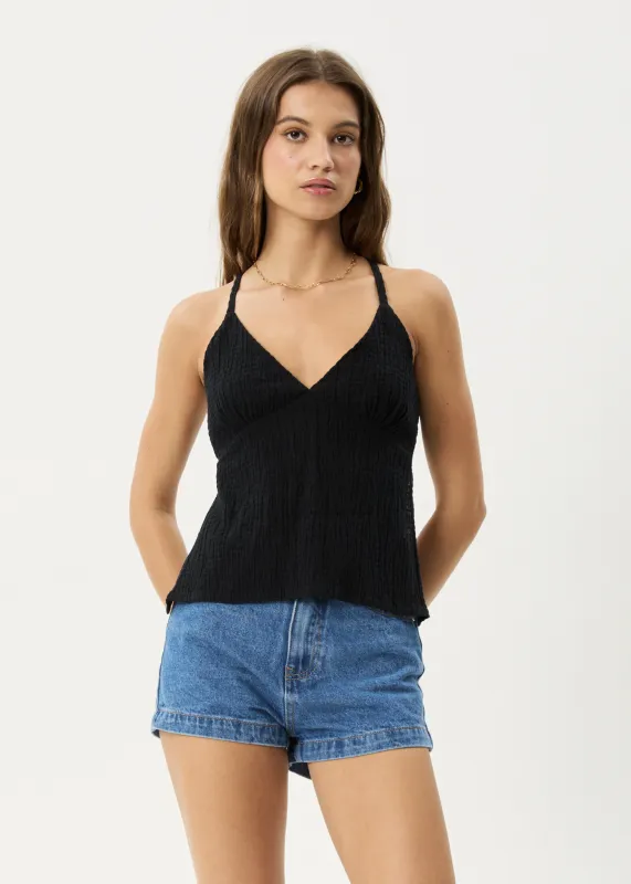 AFENDS Womens Focus - Seersucker Strappy Top - Black sold by Afends