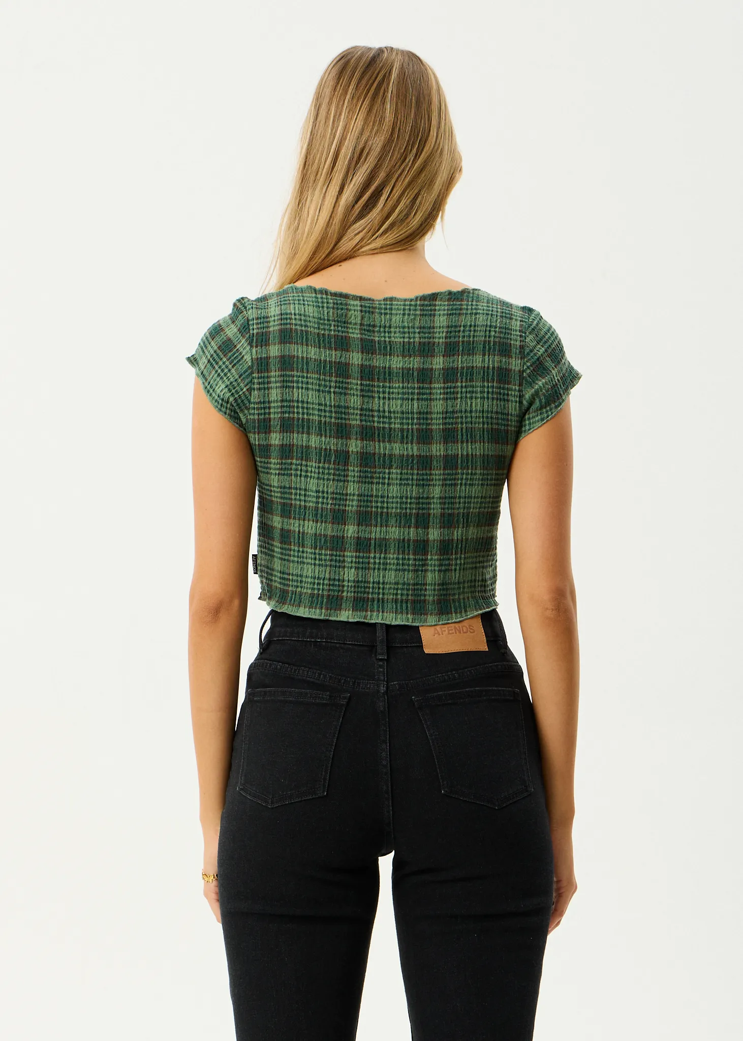 AFENDS Womens Lonnie - Seersucker Top - Hunter Green sold by Afends product image thumbnail 5
