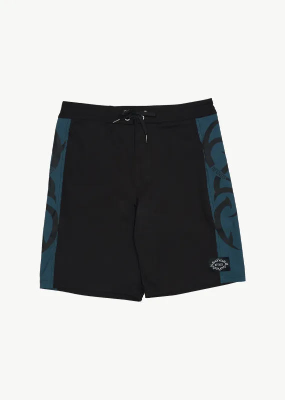 AFENDS Mens My Tribe - Surf Related V2 Boardshort 20" - Black sold by Afends