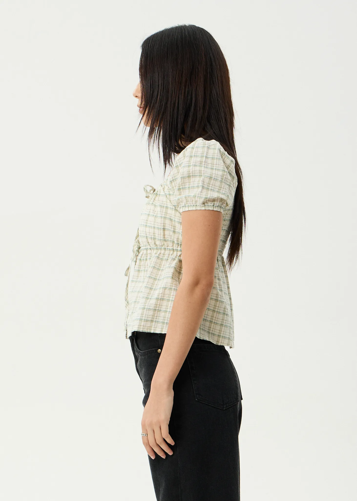 AFENDS Womens Legacy - Seersucker Tie Front Top - Boa Check sold by Afends product image thumbnail 3