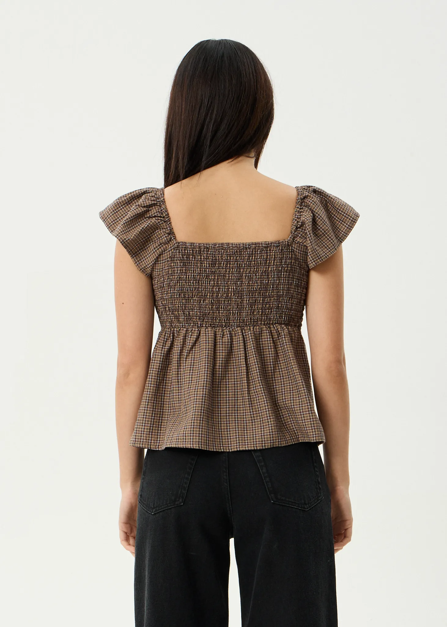 AFENDS Womens Hometown - Check Top - Coffee sold by Afends product image thumbnail 5