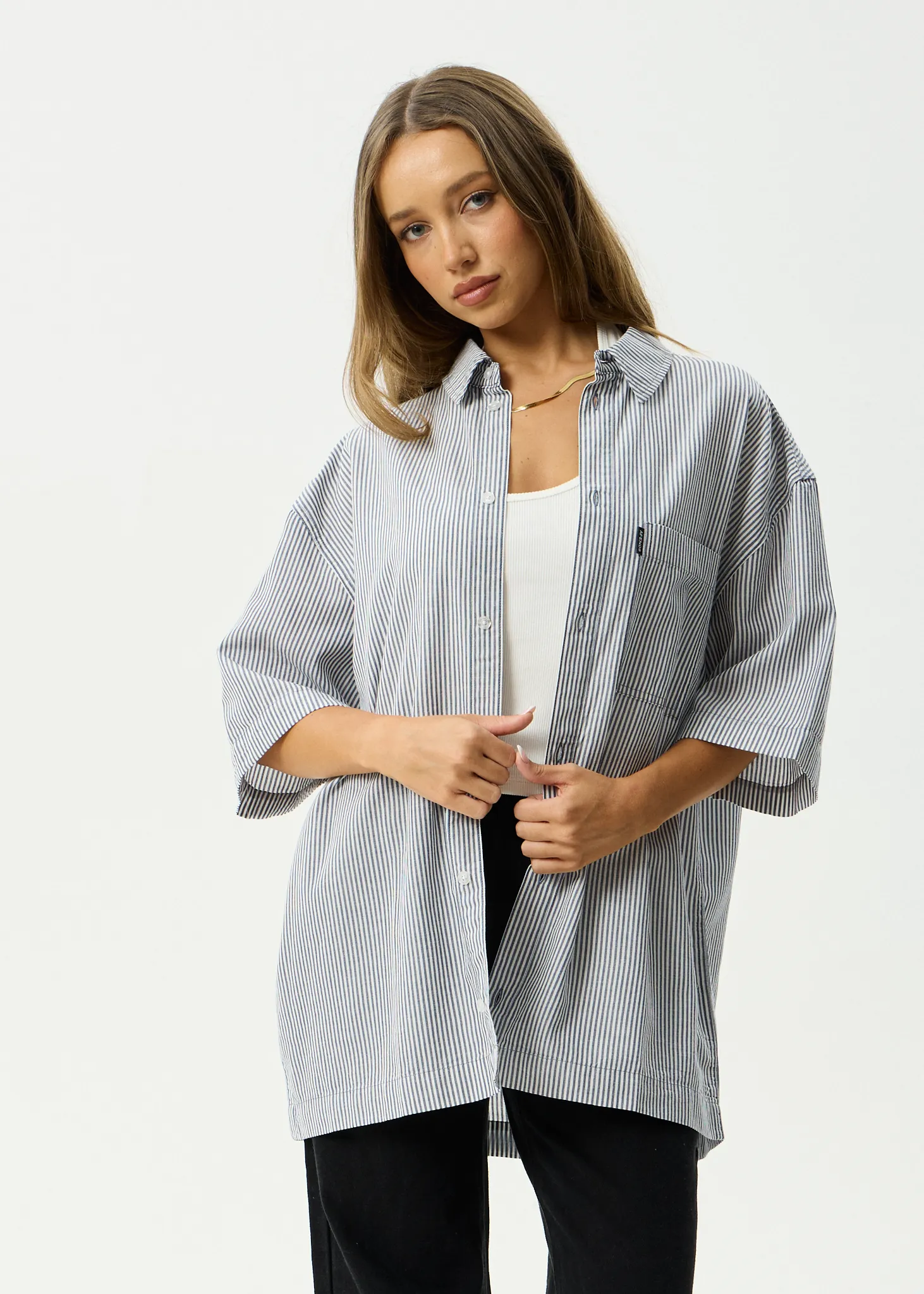 AFENDS Mens Intergalactic - Short Sleeve Shirt - Navy Stripe sold by Afends product image thumbnail 2