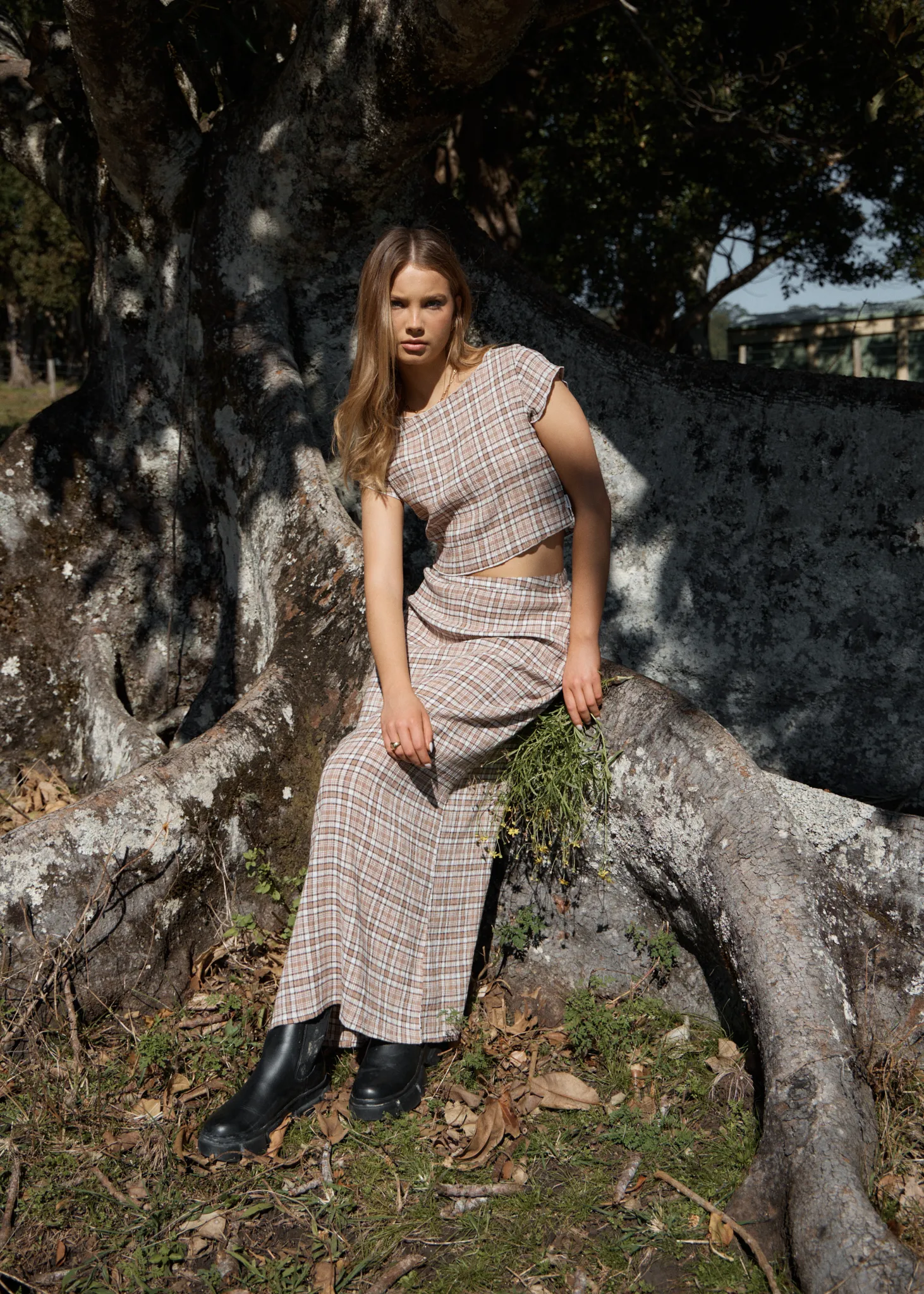 AFENDS Womens Darcy - Seersucker Top - Chai Check sold by Afends product image thumbnail 2