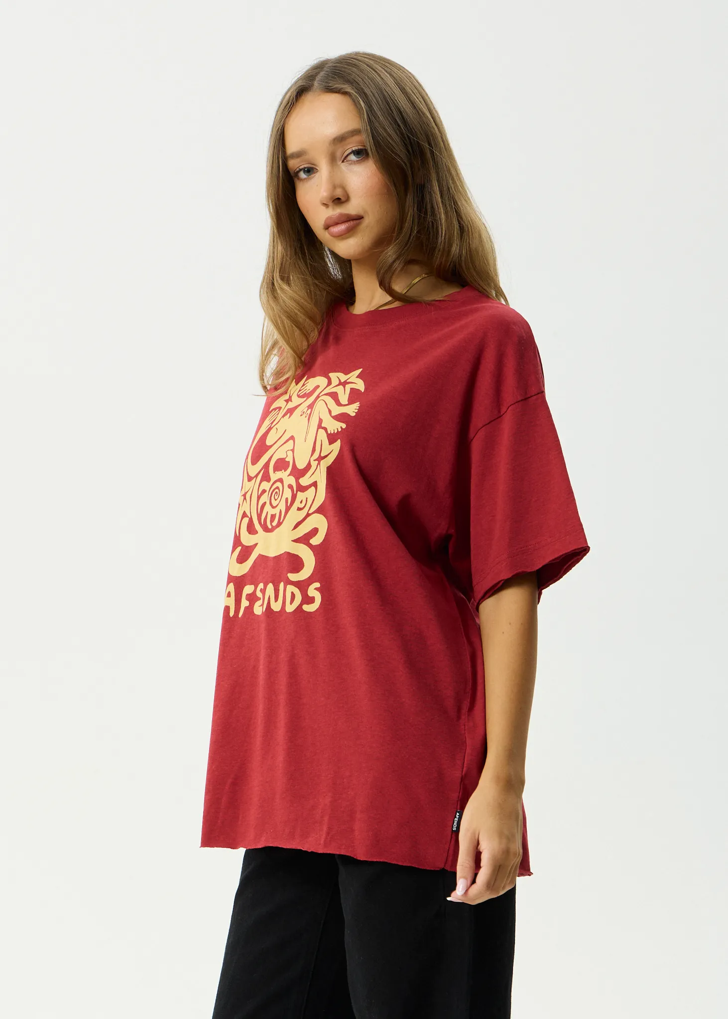 AFENDS Womens Anjuna - Oversized Tee - Ketchup sold by Afends product image thumbnail 4